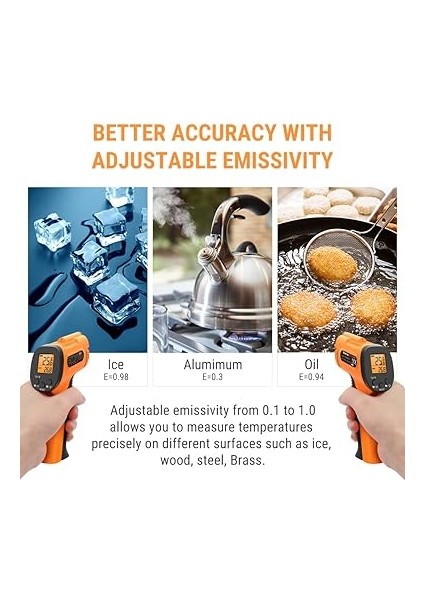 TP30 Yüksek Hassasiyetli Profesyonel Kızılötesi Termometre, -50°c Ila 550°C (-58°f Ila 1022°F) Ayarlanabilir Emisiviteli Dijital Lazer Termometre (Vücut Kullanımı Için Değildir) modelleri