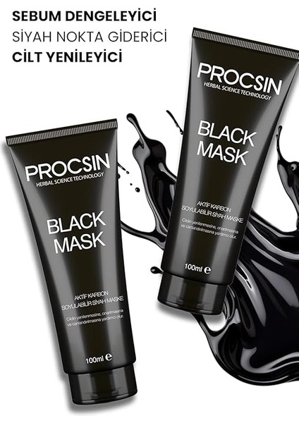 Black Mask Siyah Maske, Gözenek Arındırıcı &amp; Siyah Nokta Karşıtı, Aktif Kömürlü, Pürüzsüz ve Canlı Cilt Görünümü, 100 ml modelleri