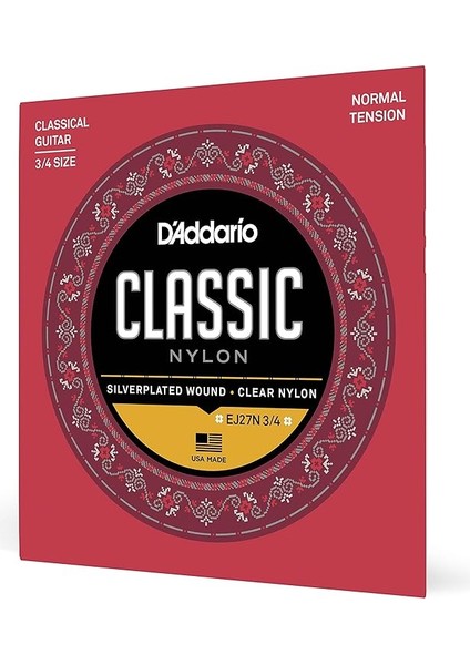 EJ27N 3/4 Klasik Gitar Tel Seti (3/4), Silverplated Wound, C
