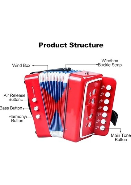 Çocuklar Akordeon Enstrüman Lar 7 Tuşları 2 Bas Küçük Akordeon Erkekler ve Kızlar Için Eğitici Müzik Aleti Lar Seçimi modelleri