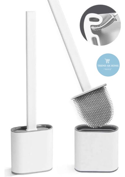 Silikon Tuvalet Fırçası | Duvara Asılabilir Bükülebilir Pratik Silikon Wc Klozet Fırçası Banyo Seti
