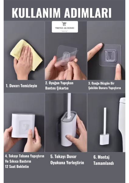 Silikon Tuvalet Fırçası | Duvara Asılabilir Bükülebilir Pratik Silikon Wc Klozet Fırçası Banyo Seti