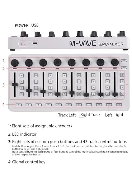 Kontrol Cihazı 43 Düğmeli 8 Düğmeli 8 Basmalı Düğmeli Mıdı Miks Konsolu Bt Bağlantısı Pil/tip-C Güç Kaynağı USB Mıdı Kontrol Cihazı Çoğu Elektroakustik Enstrüman Için Mikser modelleri