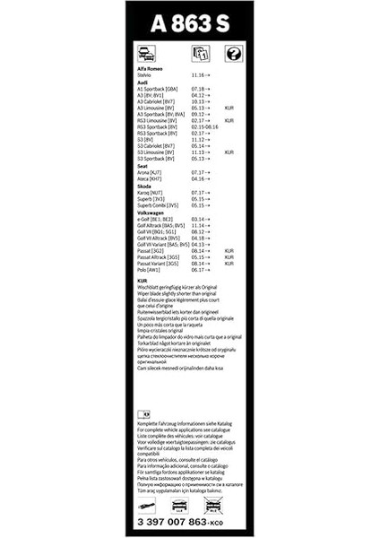 Aerotwin Silecek Seti - [650/450 Mm] Vw (Volkswagen) Golf Vıı (2012-2021) [5g1, Bq1] #A863S fırsatları