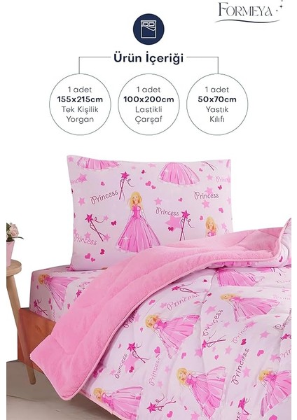Tek Kişilik Çarşaflı Prenses Desenli Çift Taraflı Wellsoft Uyku Seti(Yorgan+Çarşaf+Yastık Kılıfı) modelleri
