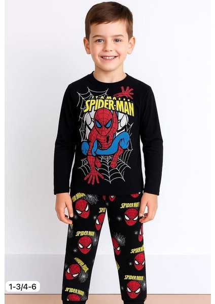 Siyah Örümcek Adam 4-6 Yaş Çocuk Alt Üst Takımı