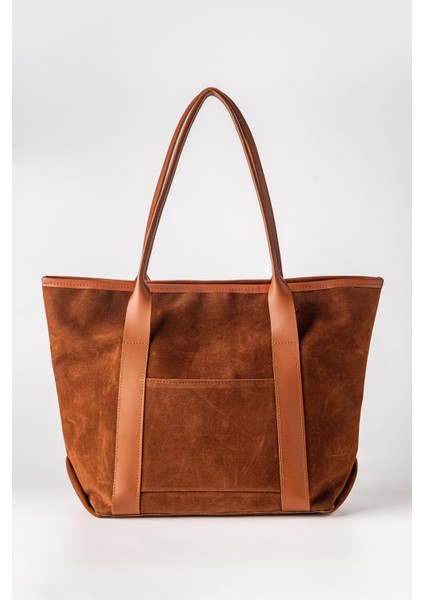 Kadın Büyük Boy Süet Cepli Omuz Kol Çantası Taba Rengi fiyatları