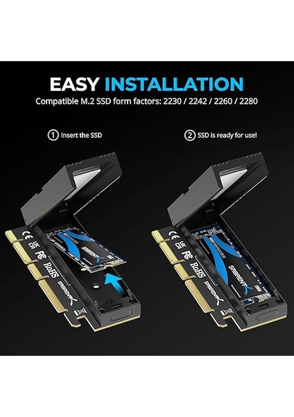 M.2 Nvme Pcıe X16 Adaptörü, Gen5 Ssds Pcıe 5.0 Için, Alüminyum Soğutuculu Aletsiz Ek Kart (Ec-Tfpe) fiyatları