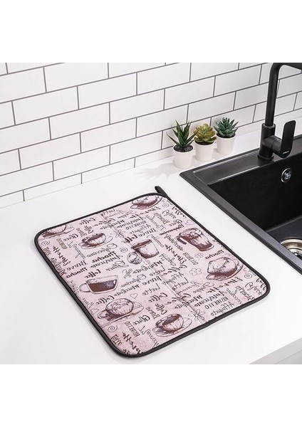Bulaşık Kurutma Matı Kurulama Bezi Örtüsü Tezgah Üstü Ped Mutfak Bulaşıklık Yıkanabilir 45X36 cm