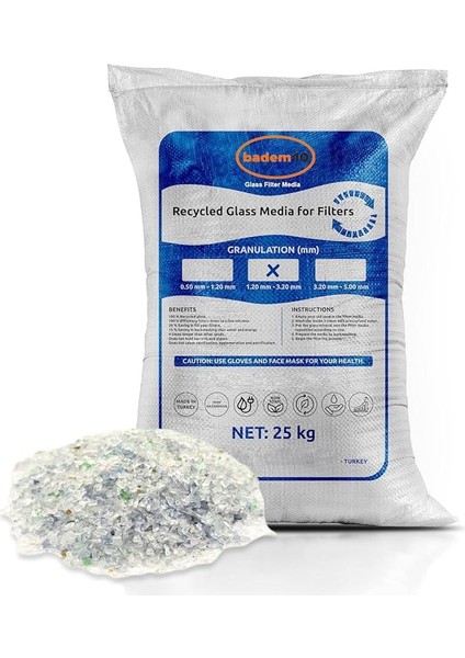 Cam Filtre Medyası 25 kg Havuz Filitre Temizleme Cam Kumu 1.20-3.20 mm