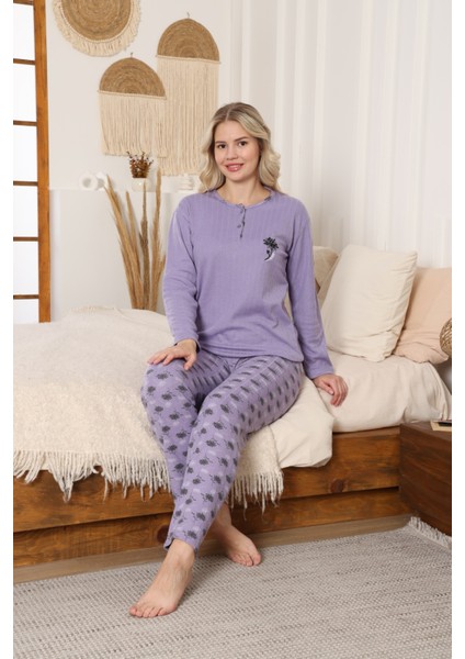 Fitilli Viskon Kışlık Kalın Bayan Pijama Takımı