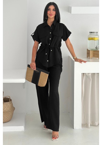 Kadın Bağcıklı Dokuma Tensel Takım – Ferah & Şehirli Stil