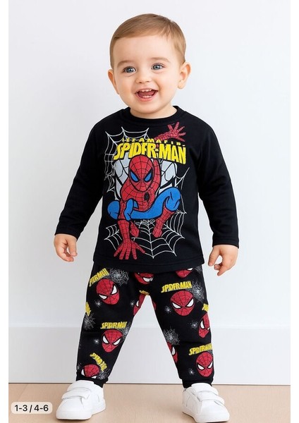Siyah Örümcek Adam 1-3 Yaş Çocuk Alt Üst Takımı