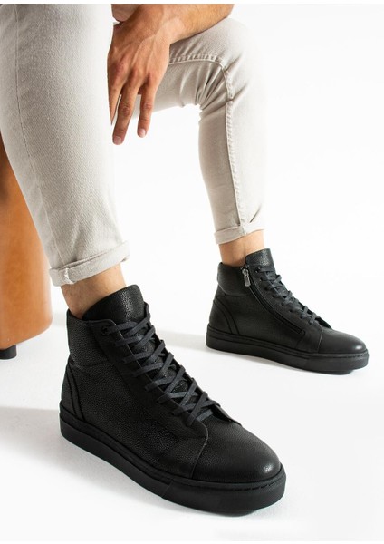 Erkek Siyah Hakiki Deri Bot modelleri