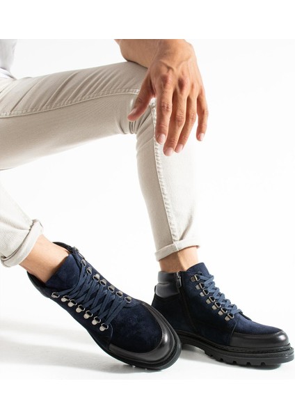 Erkek Lacivert Hakiki Deri-Süet Bot fiyatları