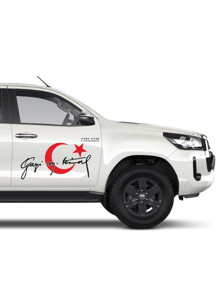Gazi Mustafa Kemal Atatürk ve Ay Yıldız Araba Oto Motosiklet Karavan Sticker Etiket 00006
