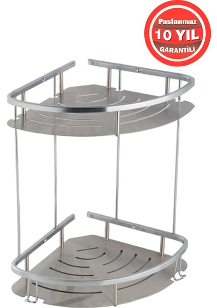 Clk Paslanmaz Çelik 2'li Mat Şampuanlık Banyo Rafı