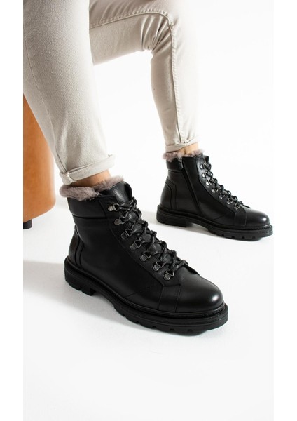 Erkek Siyah Hakiki Deri-Kürklü Bot modelleri