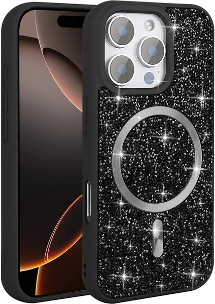 Apple iPhone 16 Pro Max Kılıf Pırlanta Tasarımlı M-Safe Şarj Özellikli Zore Mozaik Silikon Kapak indirimleri