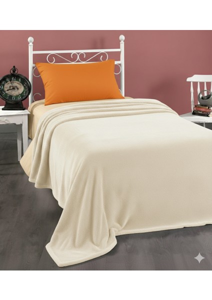 Tv Battaniyesi Tek Kişilik Battaniye Yumuşak Peluş Welsoft Krem Yatak Koltuk Örtüsü