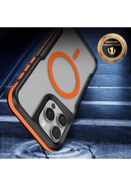 Apple iPhone 16 Pro Max Kılıf M-Safe Şarj Özellikli Renkli Kenar Airbag Şeritli Zore Lamer Kapak modelleri