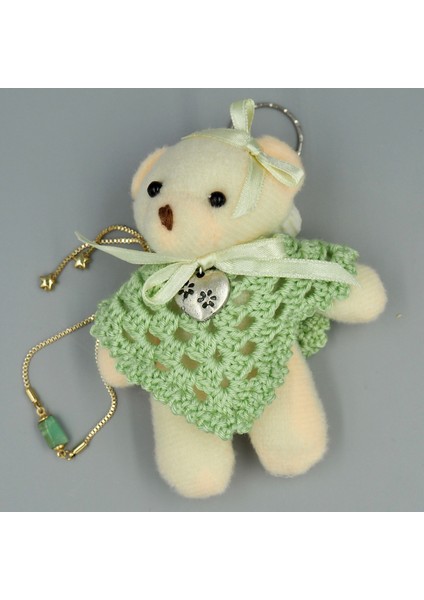 Sevdiğinize Özel Ayıcık Anahtarlık ve Doğal Larimar Taşlı Bileklik Hediye Seti