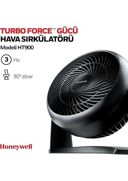 Turboforce Turbo Vantilatör HT900E, Sessiz Soğutma, 90 Dereceye Kadar Ayarlanabilir Eğim Açısı, 3 Hız Ayarı, Duvara Montaj, Masa Vantilatörü - Siyah fiyatları