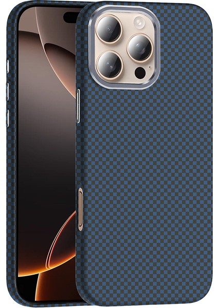 Apple iPhone 16 Pro Max Kılıf M-Safe Şarj Özellikli Karbon Fiber Görünümlü Zore Gros Kapak