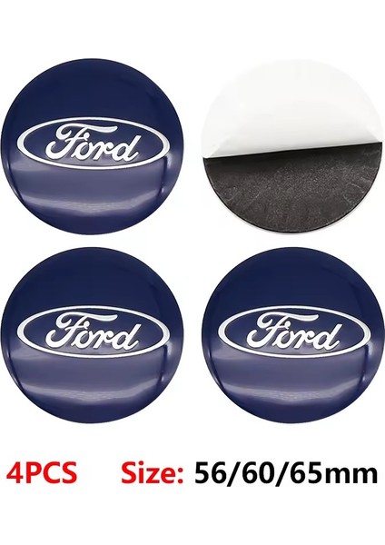 Lacivert Renk Logo Alüminyum 56 mm 4 Adet Jant Göbek Stıcker