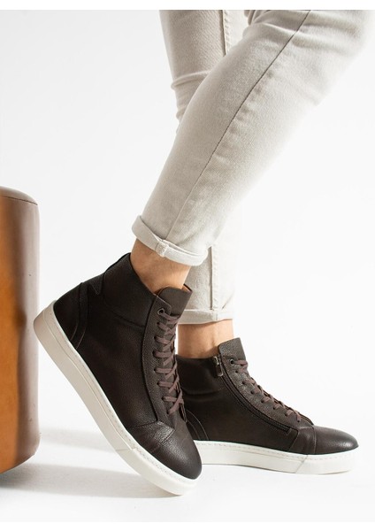 Erkek Kahverengi Hakiki Deri Bot modelleri