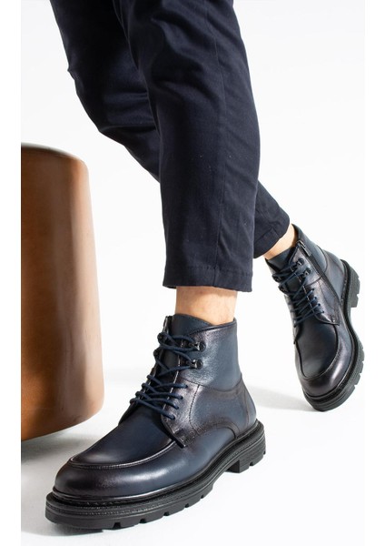 Erkek Lacivert Hakiki Deri Bot fiyatları