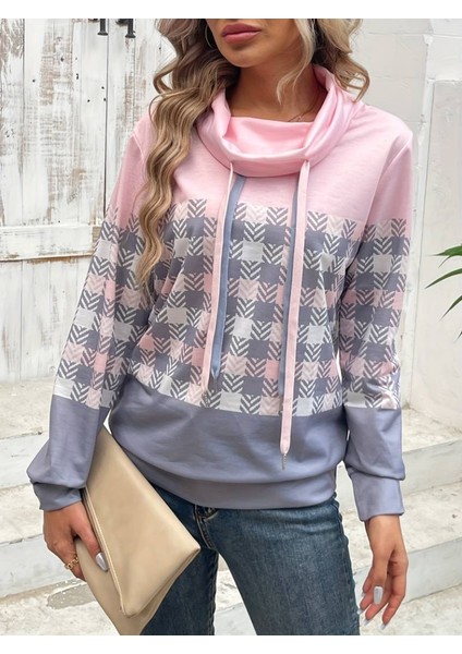Kadın Uzun Kollu Balıkçı Yaka Bağcıklı Desenli Şardonlu Dalgıç Bluz fırsatları