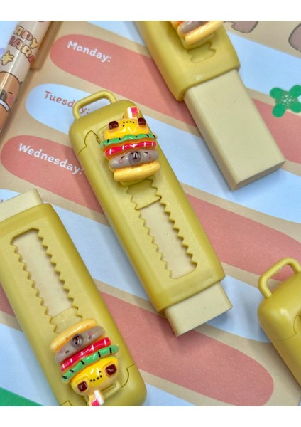 Capybara Burger Party Tasarımlı Sürgülü Silgi Kaydırmalı Silgi indirimleri