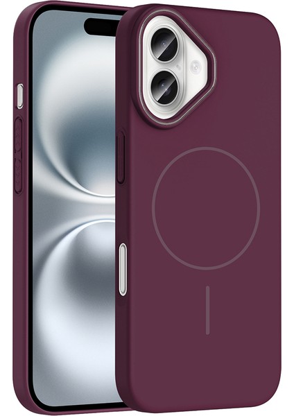 Apple iPhone 16 Kılıf M-Safe Şarj Özellikli Zore Ruby Sert Kapak