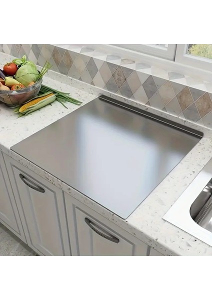 Paslanmaz Çelik Tezgah Üstü Kesme Doğrama Yoğurma Tahtası - L Kenar - Orta Boy fırsatları