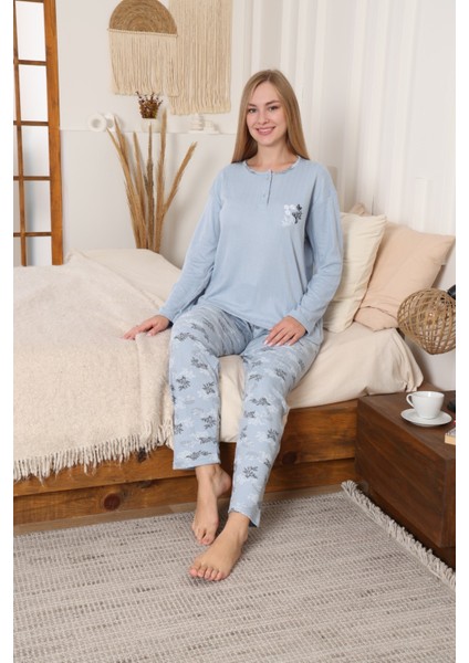 Fitilli Viskon Kışlık Kalın Bayan Pijama Takımı