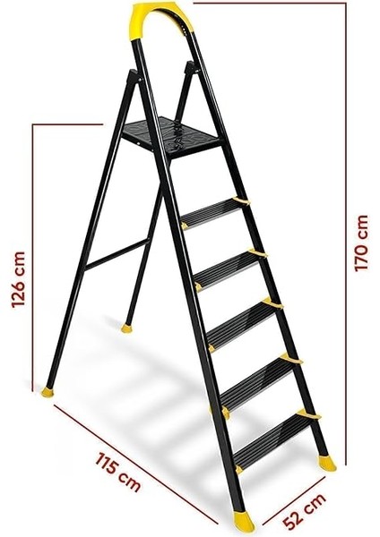 Zigana Hardy Özel Tasarım Hafif Merdiven, Kaymaz,özel Üçgen BASAMAKLAR,125 kg Taşıma Kapasitesi, (5+1) modelleri