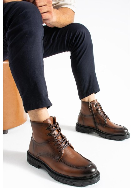 Erkek Kahverengi Hakiki Deri Bot modelleri