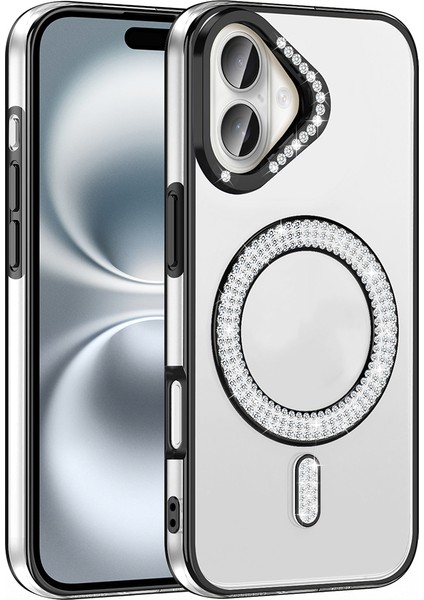 Apple iPhone 16 Plus Kılıf Pırlanta Taş Tasarımlı M-Safe Şarj Özellikli Zore Karetta Silikon Kapak modelleri