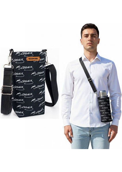 Atatürk imzalı 1 Litrelik Tasarım Matara Termos Taşıma Çantası modelleri