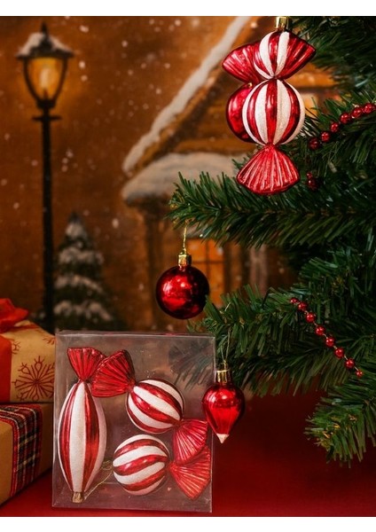 YILBAŞI SÜSÜ 12CM Kış Masalı Şekerleri – 6’lı Dekoratif Set-Noel Şekerleri – Parlak Ağaç Süsleri fiyatları