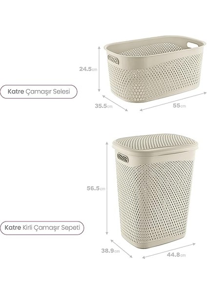 Katre Kirli Çamaşır Sepeti ve Çamaşır Selesi Set Latte TRN-170-171-02 modelleri