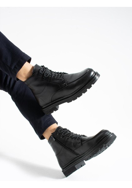 Erkek Siyah Hakiki Deri-Kürklü Bot modelleri