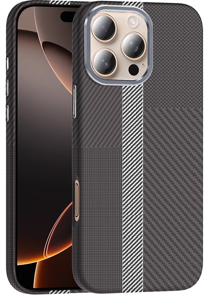 Apple iPhone 16 Pro Max Kılıf M-Safe Şarj Özellikli Karbon Fiber Görünümlü Zore Gros Kapak