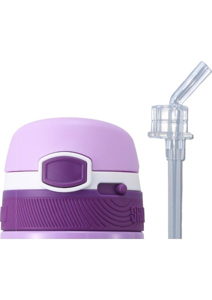 350ML Çocuk Paslanmaz Çelik Termos Için Ekonomik Yedek Kapak ve Pipet Seti (Mor Kelebek)