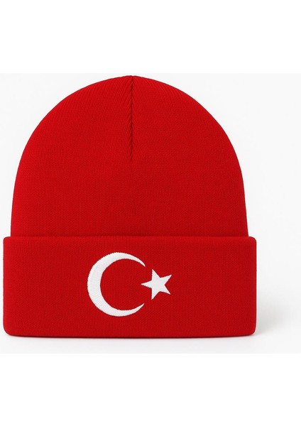 Unisex Türk Bayraklı Kışlık Bere – Sıcak Tutucu Triko Şapka