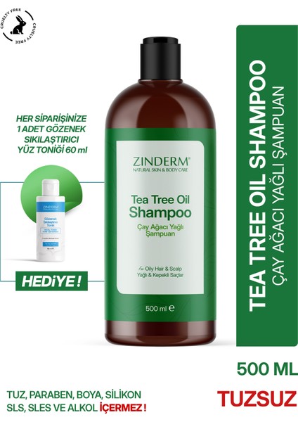 Çay Ağacı Şampuanı - Arındırıcı ve Dengeleyici Tuzsuz Çay Ağacı Yağlı Şampuan 500 ml
