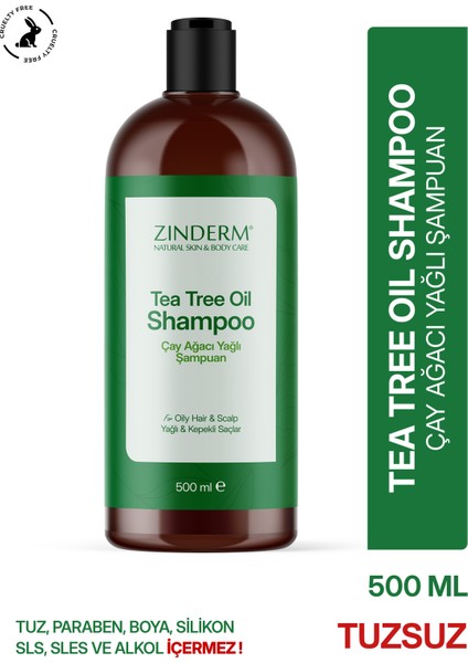 Çay Ağacı Şampuanı - Arındırıcı ve Dengeleyici Tuzsuz Çay Ağacı Yağlı Şampuan 500 ml