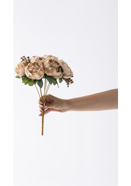 Yapay Şakayık Demeti Kahverengi 35 cm 9 Dal