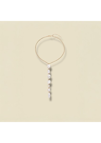 Doğal Barok İnci Sallantılı Uzun Kolye - Gold Kaplama Şık Yaka Zinciri fırsatları